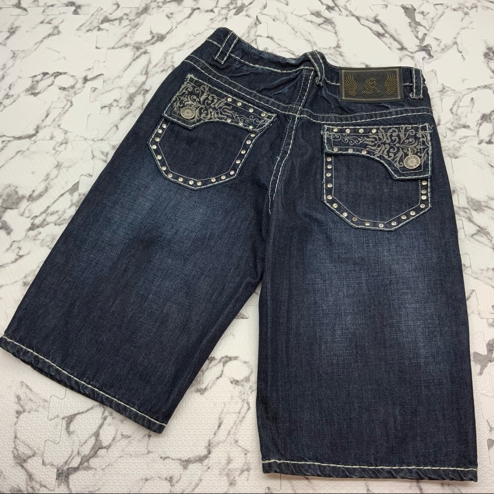 Men's Kanji Dark Blue | White Denim Shorts